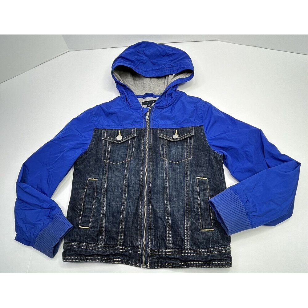 Tommy Hilfiger Demin Jacket Toddler Medium With Swish Sleeves + Hood Blue
